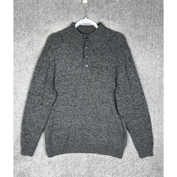 Old Navy Wool Blend Mock Neck Knit Pullover Sweater Mens Size XXL Gray Ribbed - Picture 1 of 7